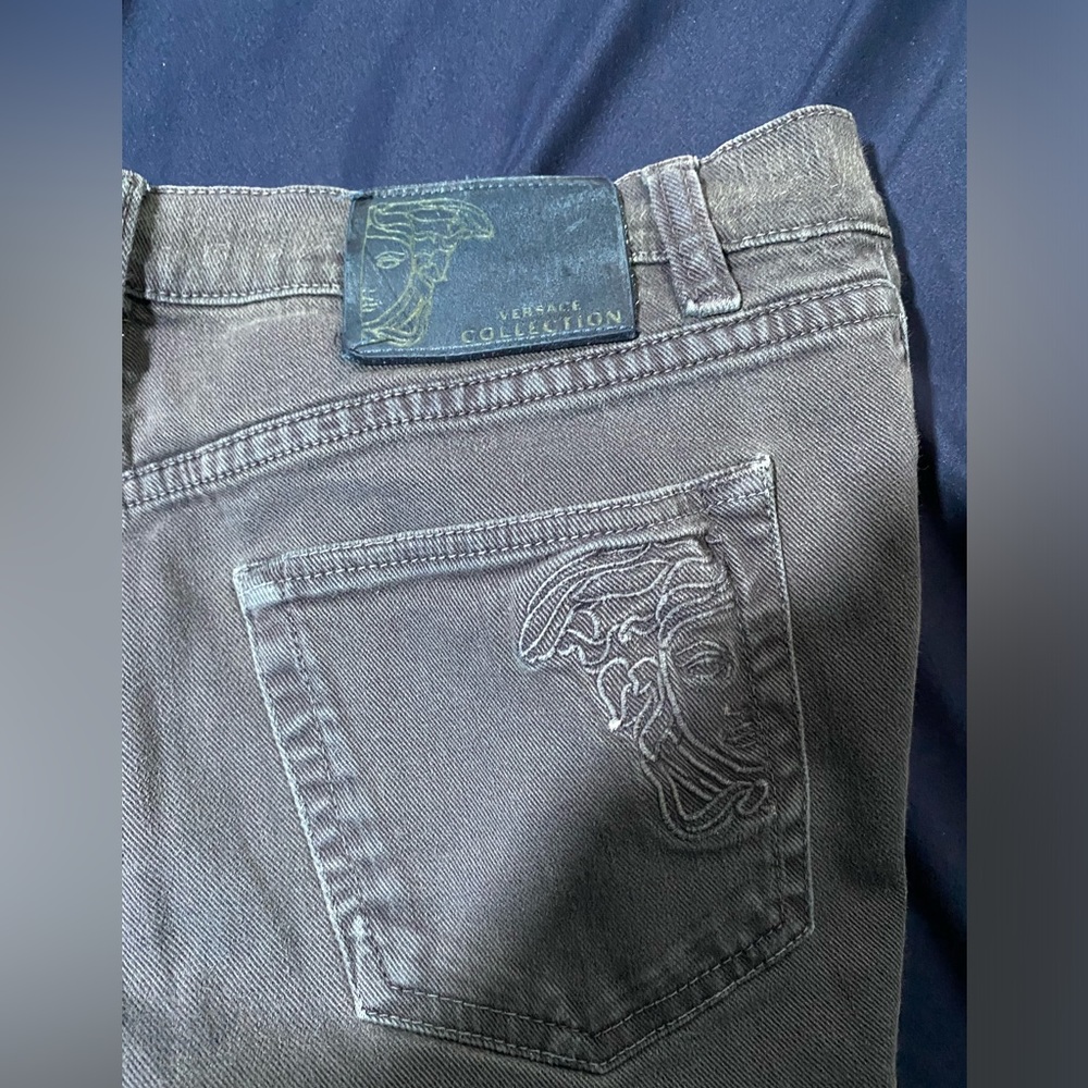 VERSACE 31/30 navy blue/ grayish wash whatever the heck